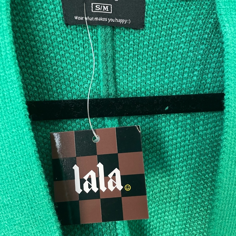 Love You Oversized Checkerboard Cardigan in Green Girl - Picture 5 of 5